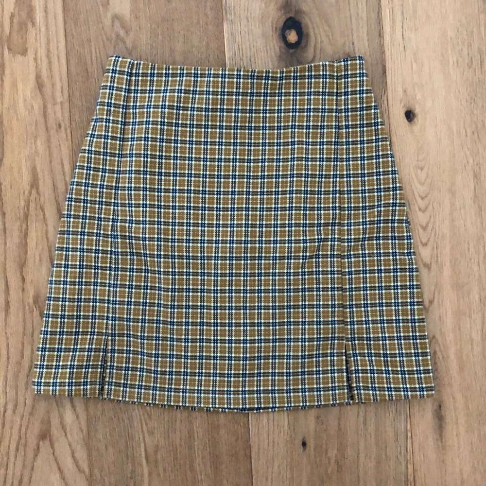 brandy melville yellow plaid skirt